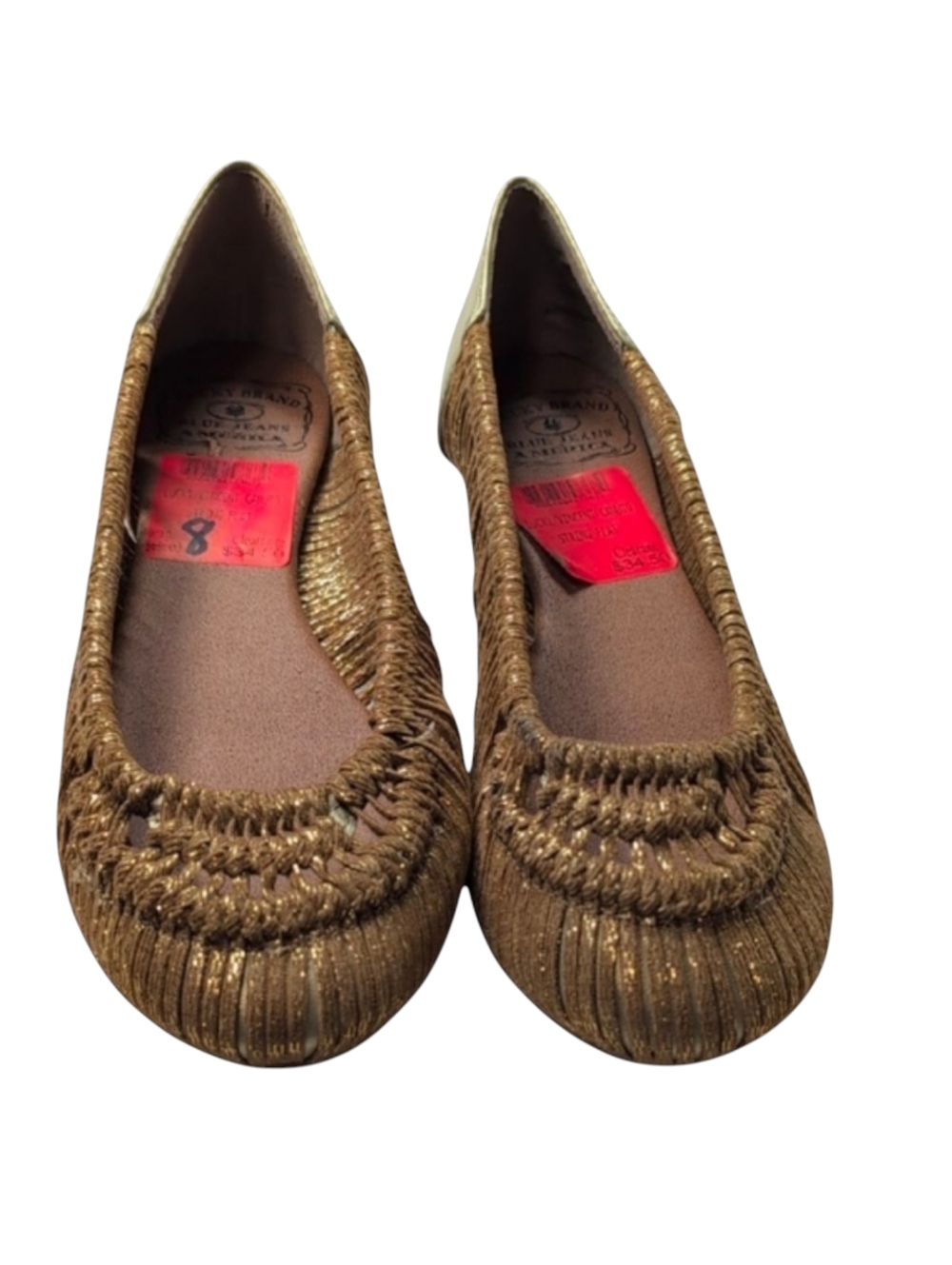 Lucky Brand Gold Woven String Flats Size 8